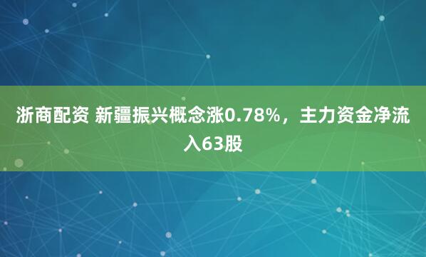 浙商配资 新疆振兴概念涨0.78%，主力资金净流入63股