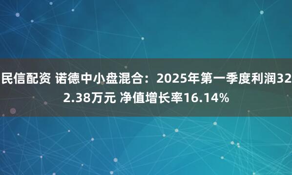 民信配资 诺德中小盘混合：2025年第一季度利润322.38万元 净值增长率16.14%
